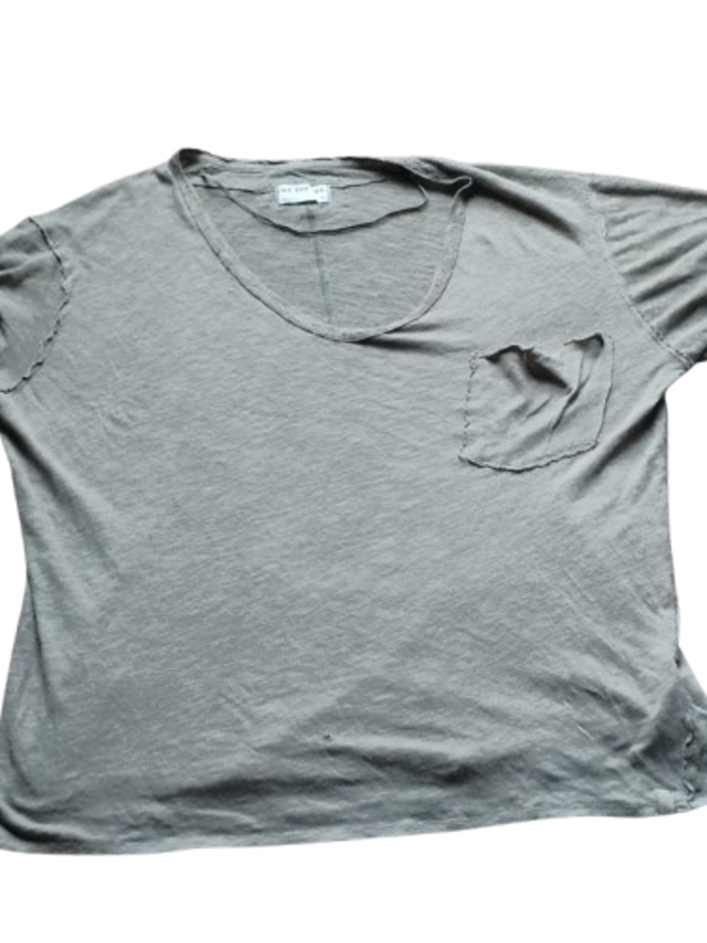 New Without Tags We The Free Olive Green Oversized‎ Linen Blend Tee M
